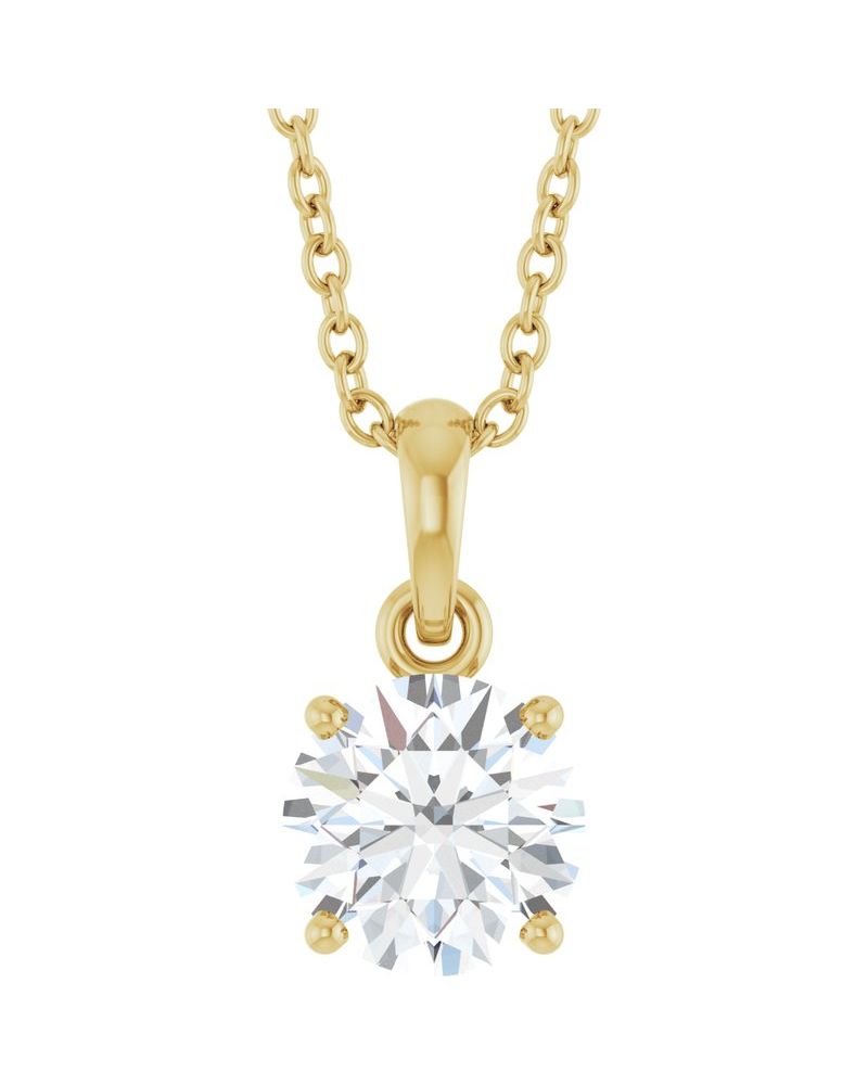 Colar Solitário em Ouro 14k com Diamantes de Laboratório – Modelo 6