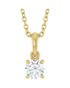 Colar Solitário em Ouro 14k com Diamantes de Laboratório – Modelo 6