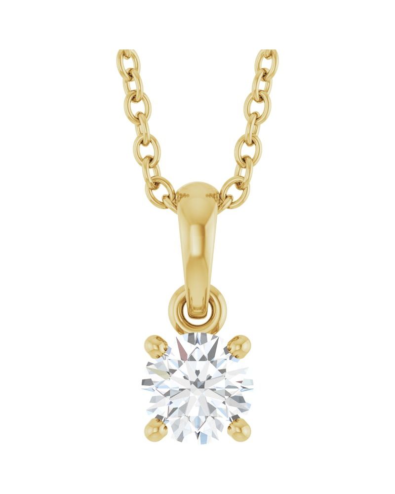 Colar Solitário em Ouro 14k com Diamantes de Laboratório – Modelo 6