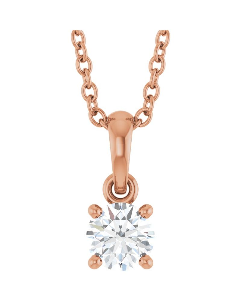 Colar Solitário em Ouro 14k com Diamantes de Laboratório – Modelo 6
