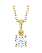 Colar Solitário em Ouro 14k com Diamantes de Laboratório – Modelo 6