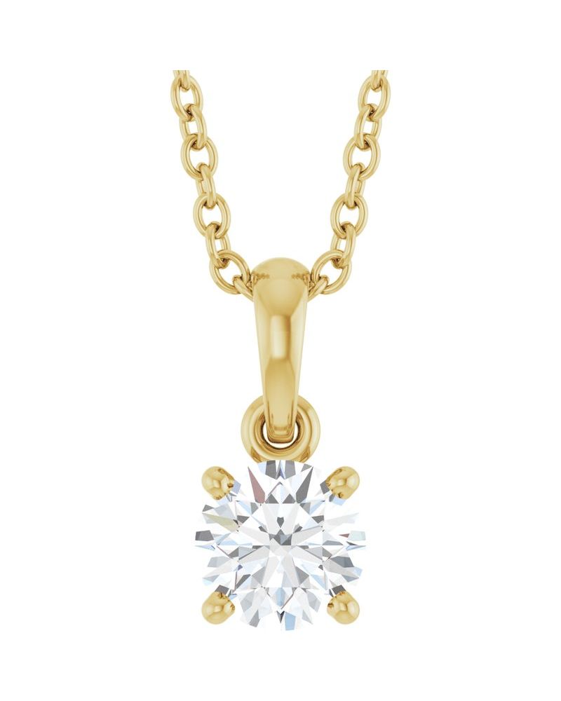Colar Solitário em Ouro 14k com Diamantes de Laboratório – Modelo 6