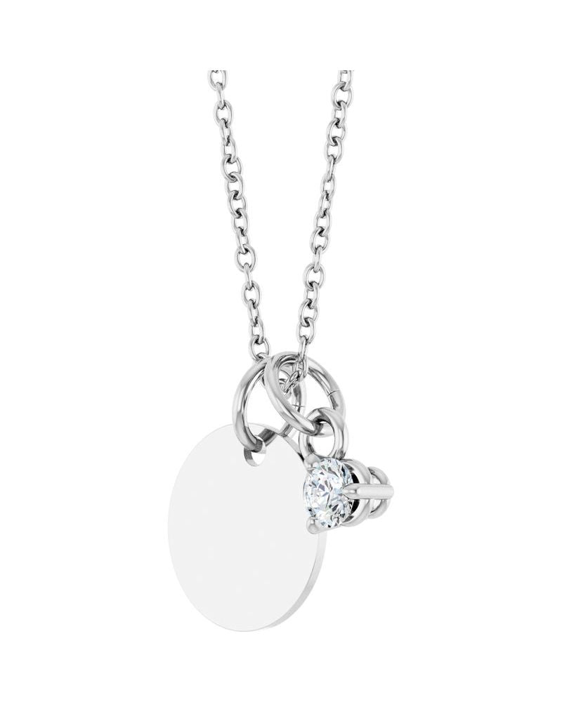 Colar Disco para Gravação em Ouro 14k com Diamantes de Laboratório