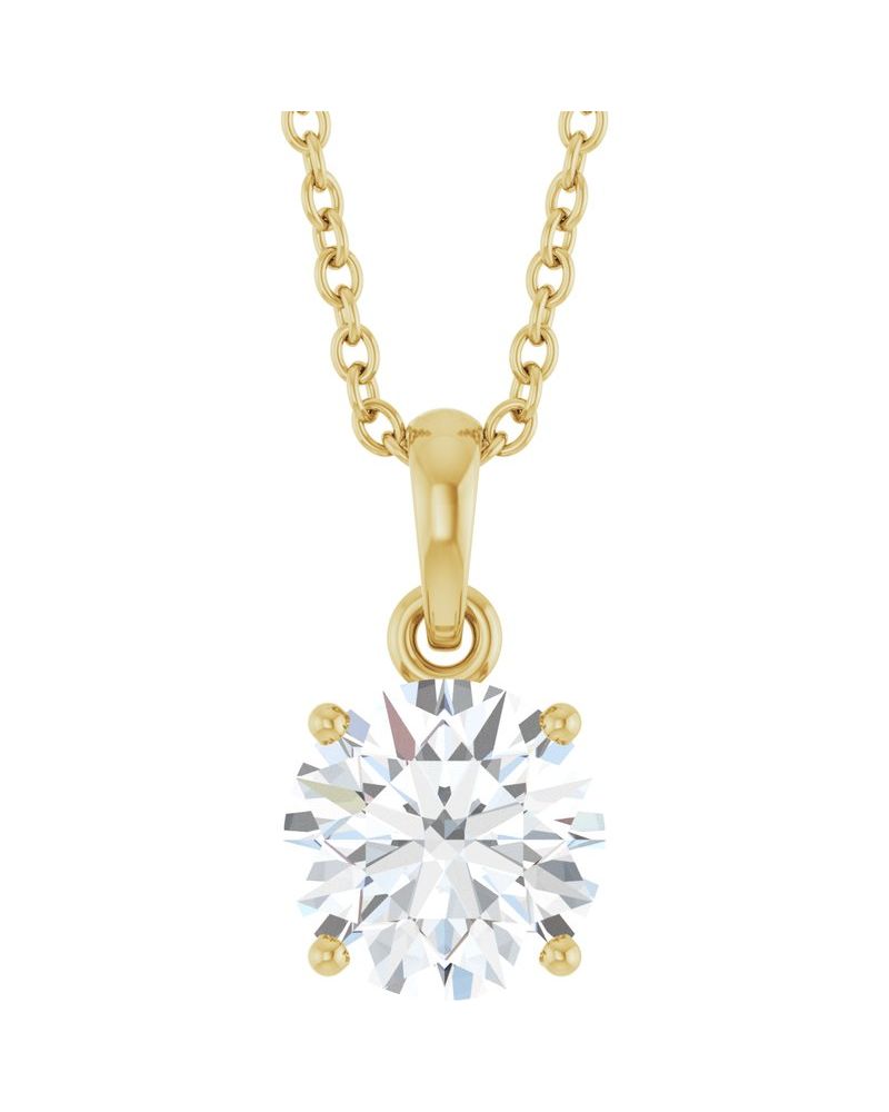 Colar Solitário em Ouro 14k com Diamantes de Laboratório – Modelo 6