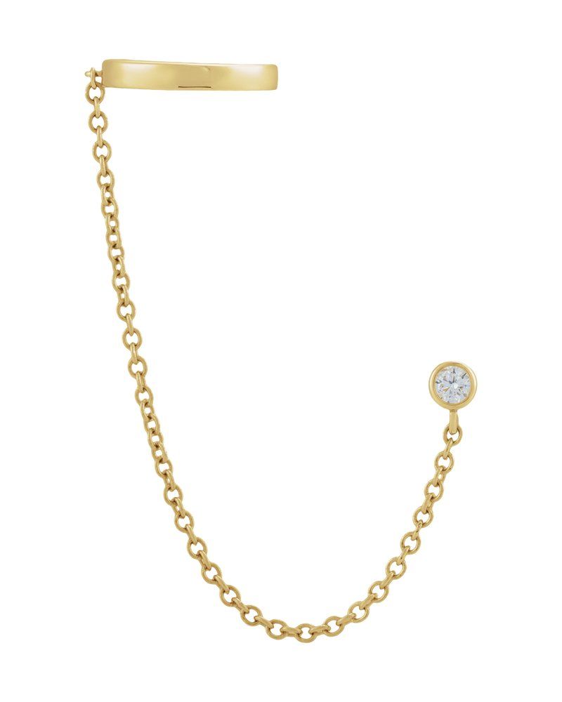 Ear Cuff em Ouro 14k com Diamantes Naturais
