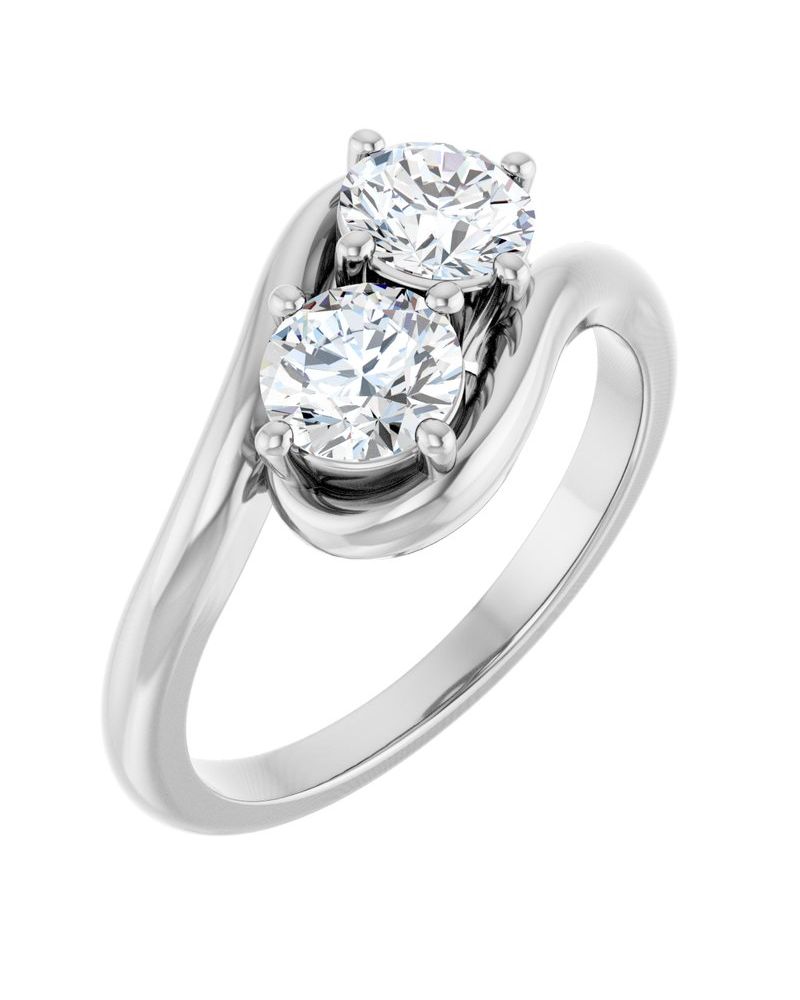 Anel Duas Pedras Bypass em Ouro 14k com Diamantes Naturais – Modelo 4