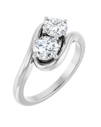 Anel Duas Pedras Bypass em Ouro 14k com Diamantes Naturais – Modelo 4