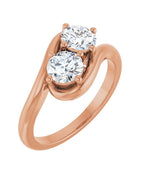 Anel Duas Pedras Bypass em Ouro 14k com Diamantes Naturais – Modelo 4