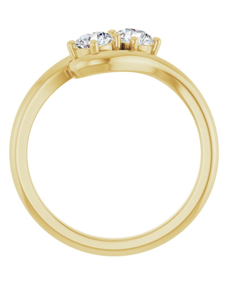 Anel Duas Pedras Bypass em Ouro 14k com Diamantes Naturais – Modelo 4