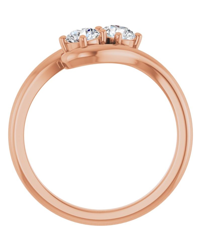 Anel Duas Pedras Bypass em Ouro 14k com Diamantes Naturais – Modelo 4