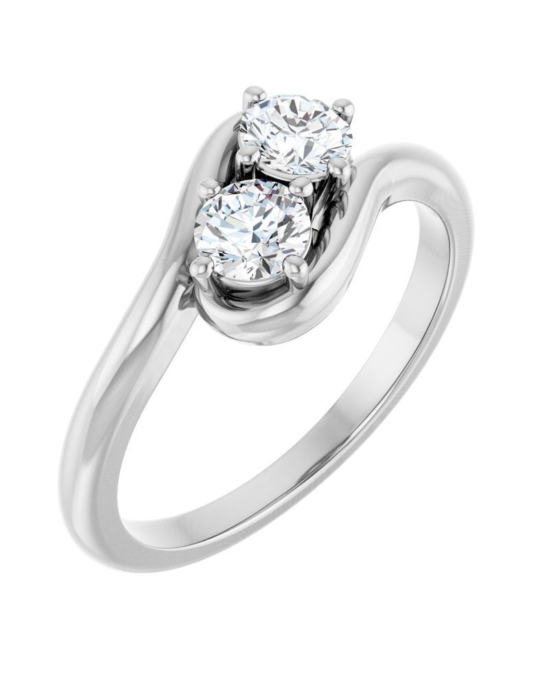 Anel Duas Pedras Bypass em Ouro 14k com Diamantes Naturais – Modelo 4