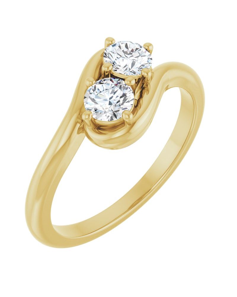 Anel Duas Pedras Bypass em Ouro 14k com Diamantes Naturais – Modelo 4