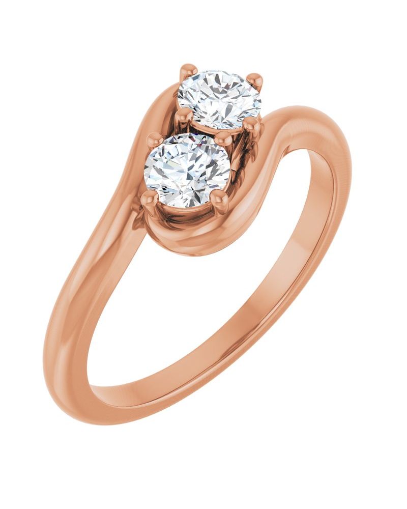 Anel Duas Pedras Bypass em Ouro 14k com Diamantes de Laboratório – Modelo 2
