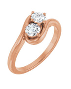 Anel Duas Pedras Bypass em Ouro 14k com Diamantes Naturais – Modelo 4