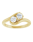 Anel Duas Pedras Bypass em Ouro 14k com Diamantes Naturais – Modelo 4