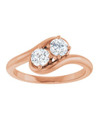 Anel Duas Pedras Bypass em Ouro 14k com Diamantes Naturais – Modelo 4