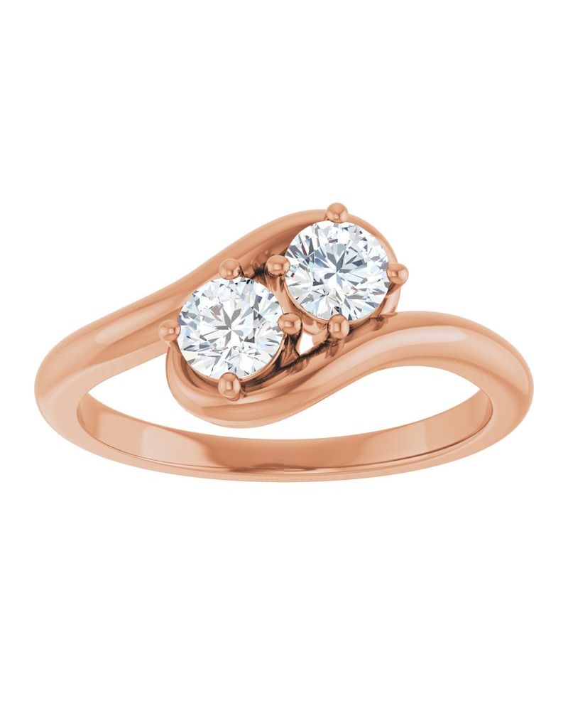 Anel Duas Pedras Bypass em Ouro 14k com Diamantes Naturais – Modelo 4