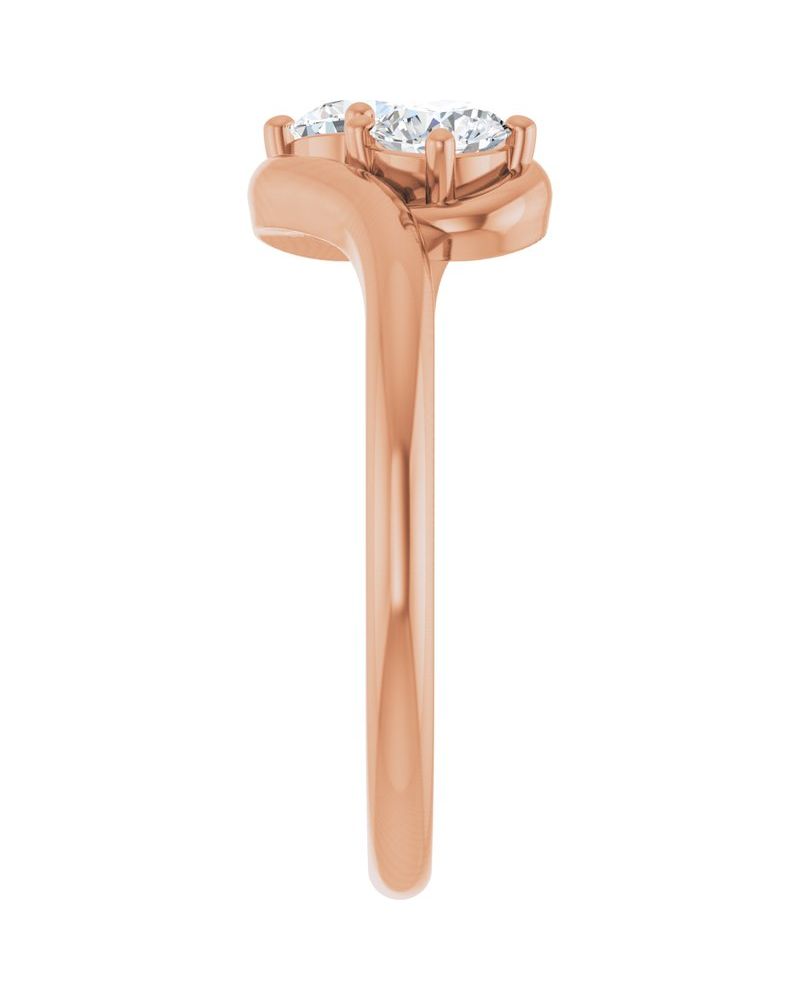 Anel Duas Pedras Bypass em Ouro 14k com Diamantes Naturais – Modelo 4
