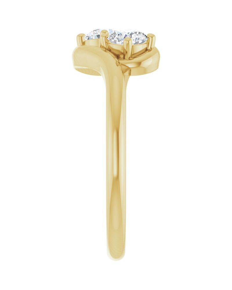Anel Duas Pedras Bypass em Ouro 14k com Diamantes Naturais – Modelo 4
