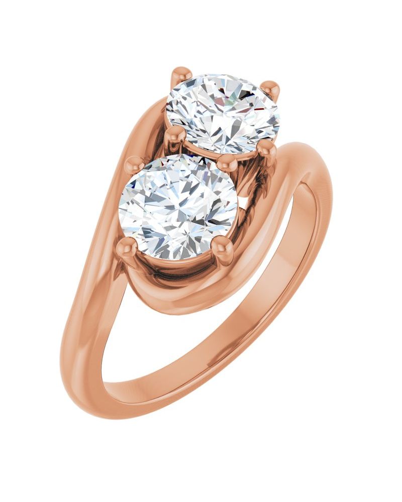 Anel Duas Pedras Bypass em Ouro 14k com Diamantes Naturais – Modelo 4