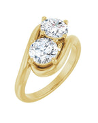 Anel Duas Pedras Bypass em Ouro 14k com Diamantes Naturais – Modelo 4