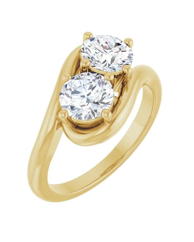 Anel Duas Pedras Bypass em Ouro 14k com Diamantes Naturais – Modelo 4