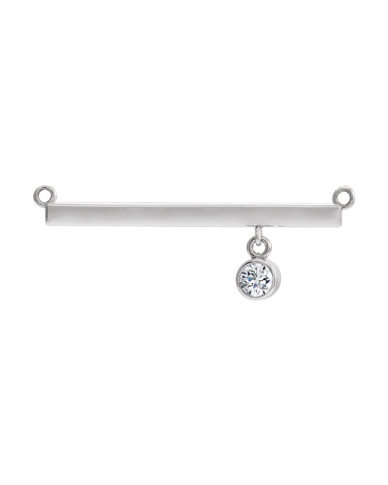 Colar Barra com Cravação Bezel em Ouro 14k com Diamantes de Laboratório