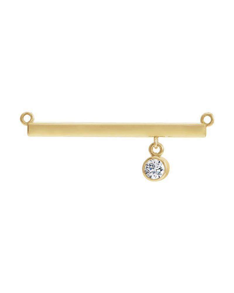 Colar Barra com Cravação Bezel em Ouro 14k com Diamantes de Laboratório