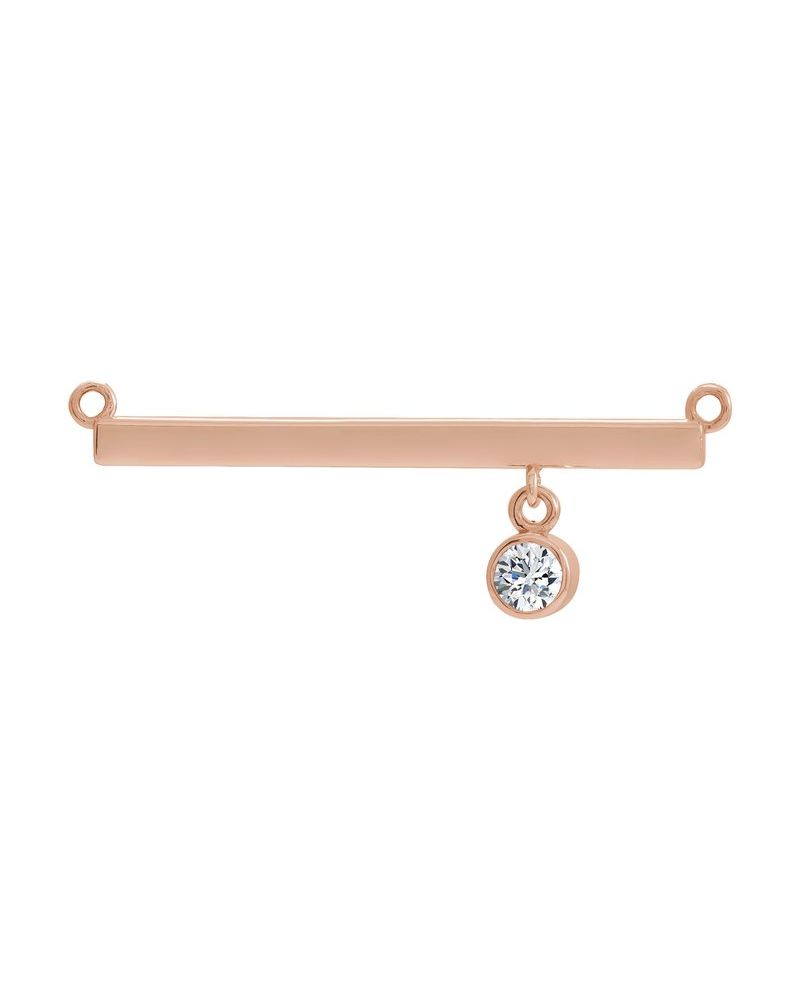 Colar Barra com Cravação Bezel em Ouro 14k com Diamantes de Laboratório