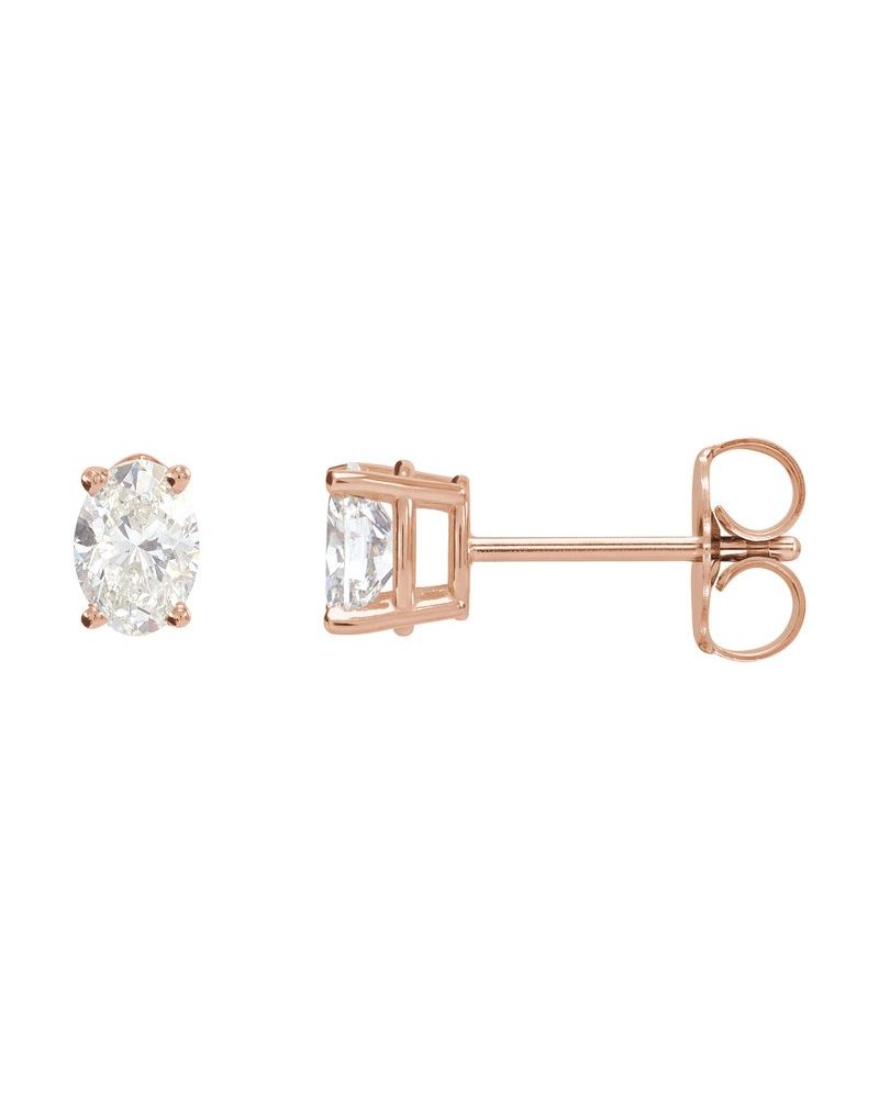 Brinco Ponto de Luz Oval Quatro Garras Leve em Ouro 14k com Diamantes de Laboratório