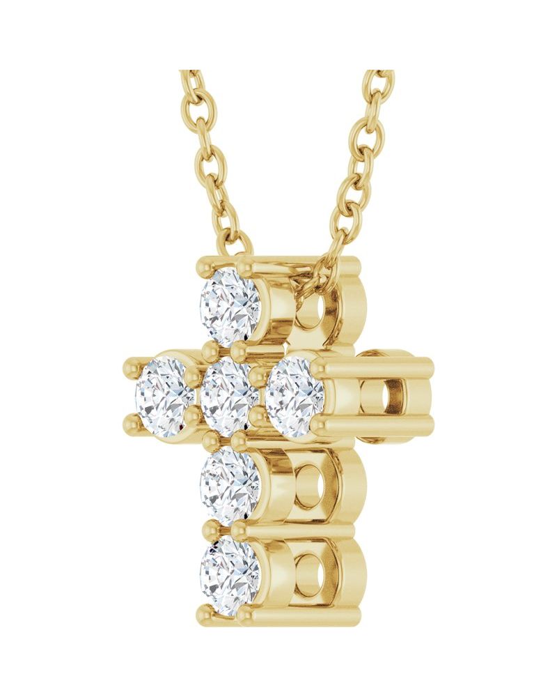 Colar Cruz Cravejado em Ouro 14k com Diamantes de Laboratório – Modelo 7