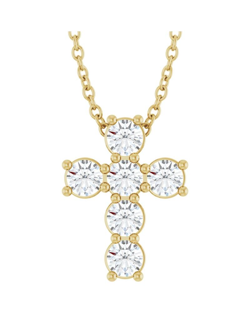 Colar Cruz Cravejado em Ouro 14k com Diamantes de Laboratório – Modelo 7