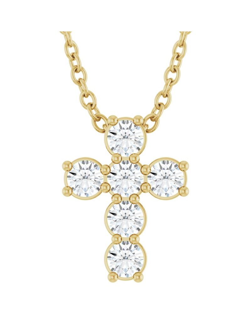 Colar Cruz Cravejado em Ouro 14k com Diamantes de Laboratório – Modelo 7