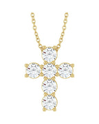 Colar Cruz Cravejado em Ouro 14k com Diamantes de Laboratório – Modelo 7
