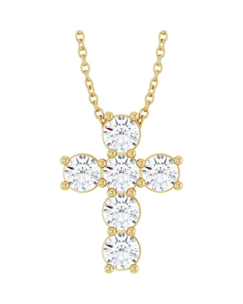 Colar Cruz Cravejado em Ouro 14k com Diamantes de Laboratório – Modelo 7