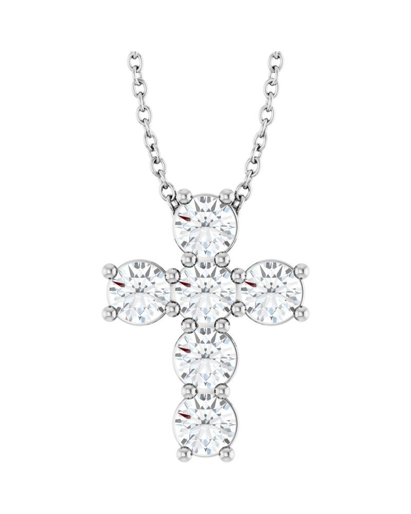 Colar Cruz Cravejado em Ouro 14k com Diamantes de Laboratório – Modelo 7