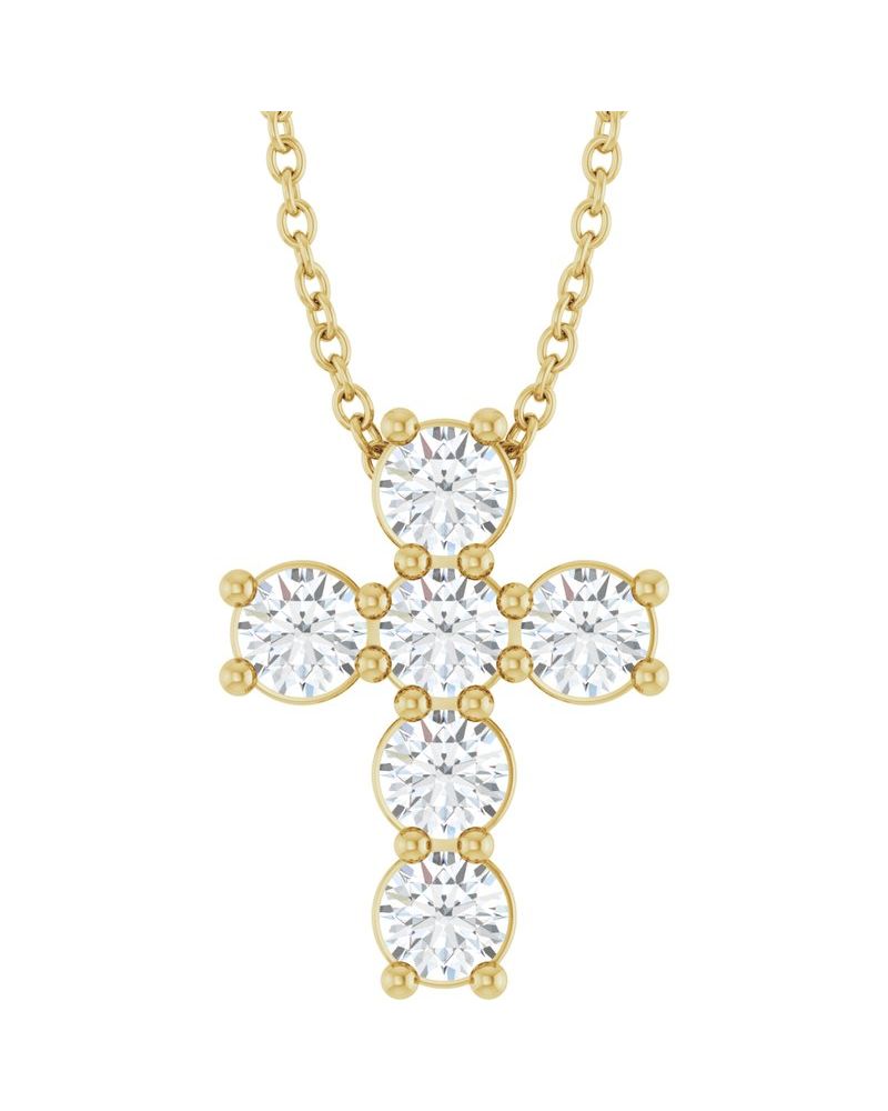 Colar Cruz Cravejado em Ouro 14k com Diamantes de Laboratório – Modelo 7