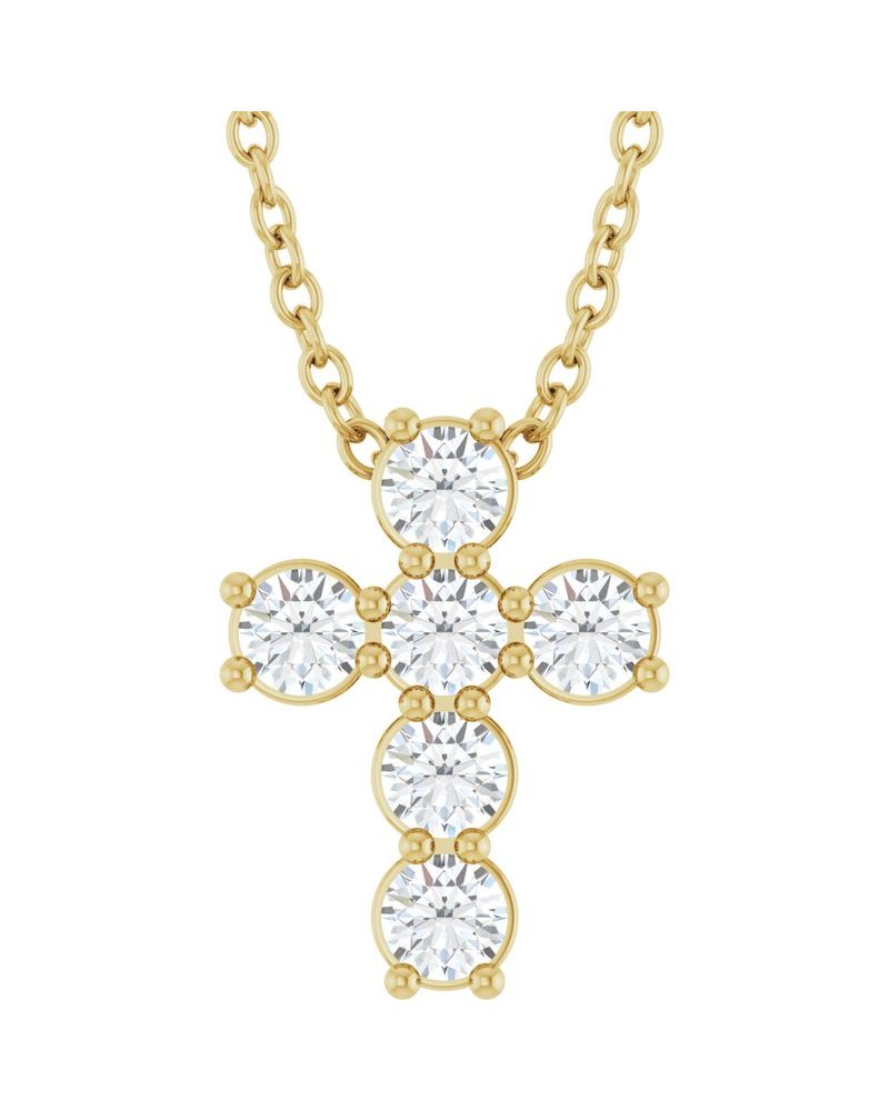 Colar Cruz Cravejado em Ouro 14k com Diamantes de Laboratório – Modelo 7