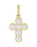 Pingente Cruz Estilo Bezel Cravejado em Ouro 14k com Diamantes de Laboratório