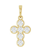 Pingente Cruz Estilo Bezel Cravejado em Ouro 14k com Diamantes de Laboratório
