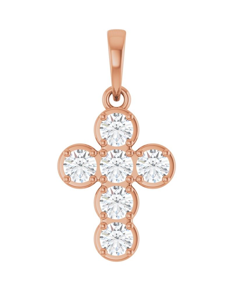 Pingente Cruz Estilo Bezel Cravejado em Ouro 14k com Diamantes de Laboratório