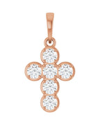Pingente Cruz Estilo Bezel Cravejado em Ouro 14k com Diamantes de Laboratório
