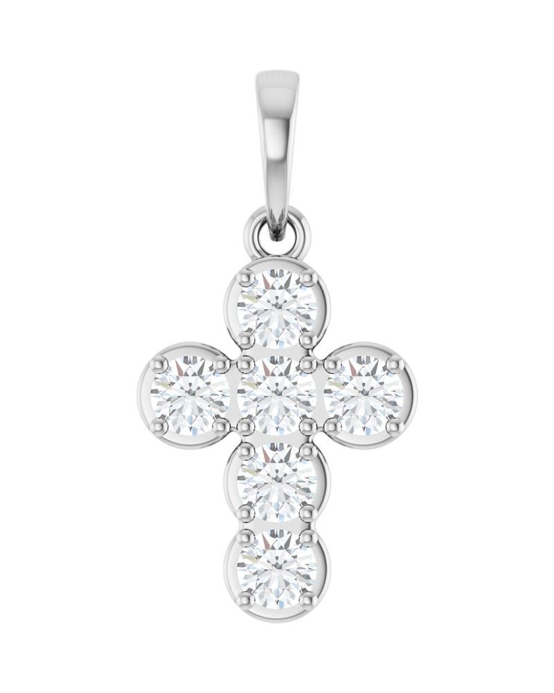 Pingente Cruz Estilo Bezel Cravejado em Ouro 14k com Diamantes de Laboratório