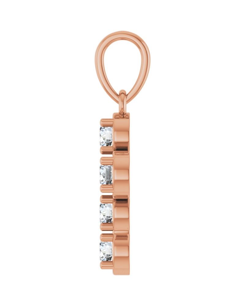 Pingente Cruz Estilo Bezel Cravejado em Ouro 14k com Diamantes de Laboratório