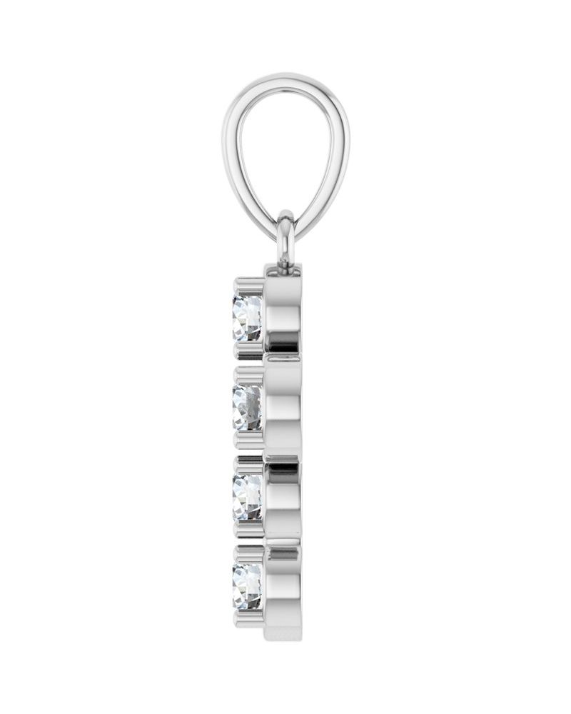 Pingente Cruz Estilo Bezel Cravejado em Ouro 14k com Diamantes de Laboratório