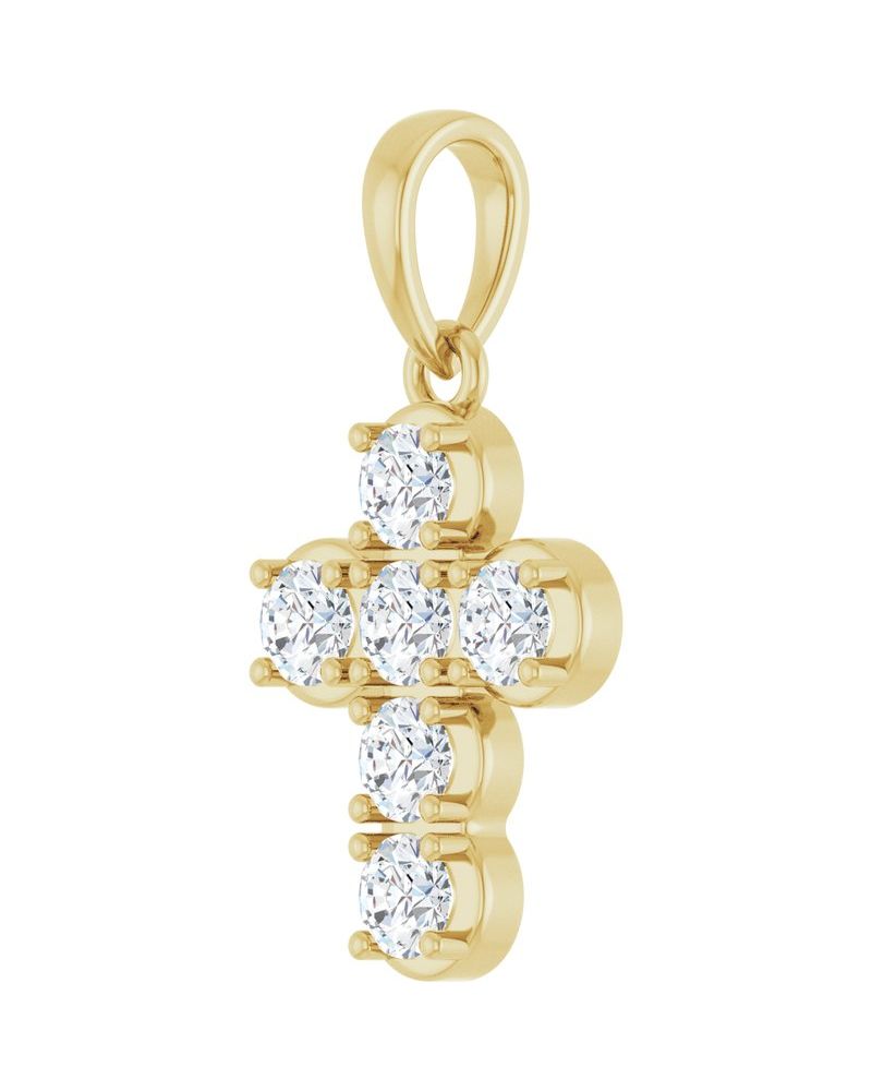 Pingente Cruz Estilo Bezel Cravejado em Ouro 14k com Diamantes de Laboratório