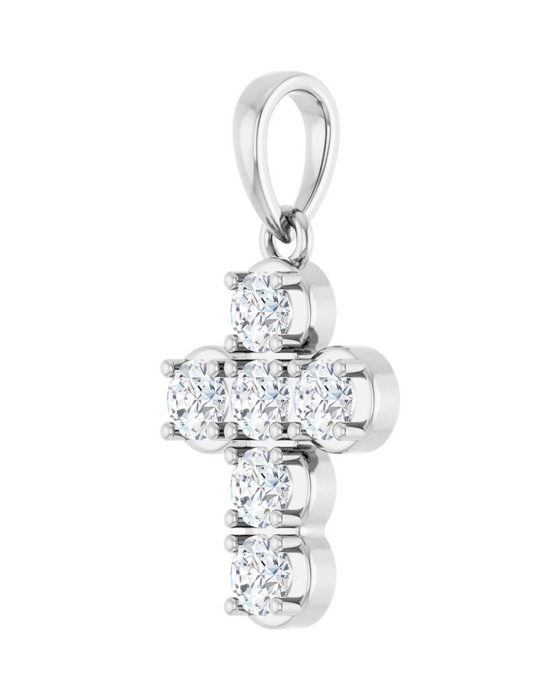 Pingente Cruz Estilo Bezel Cravejado em Ouro 14k com Diamantes de Laboratório