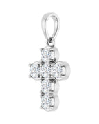 Pingente Cruz Estilo Bezel Cravejado em Ouro 14k com Diamantes de Laboratório