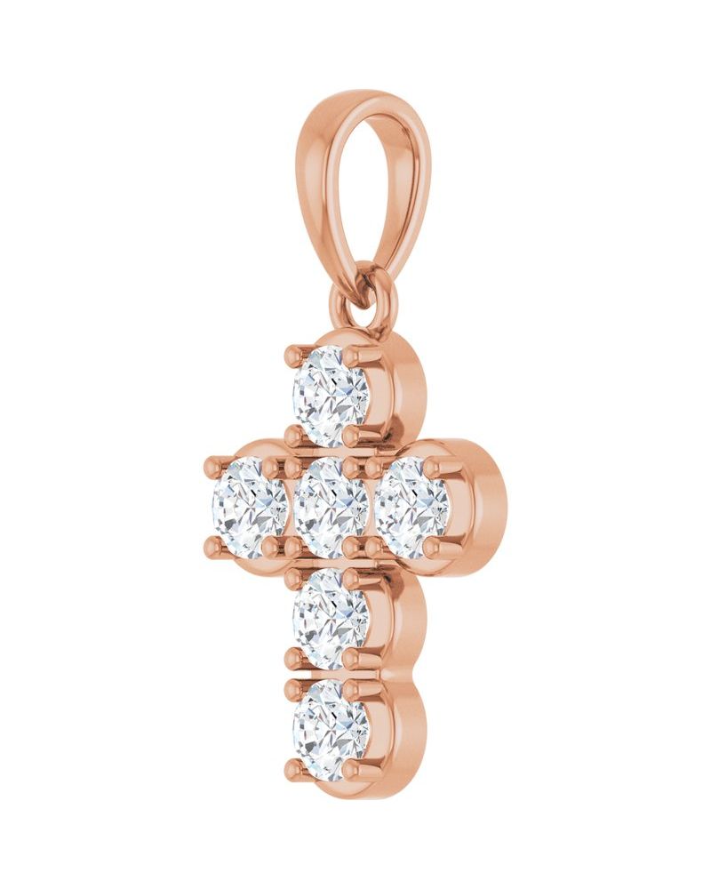 Pingente Cruz Estilo Bezel Cravejado em Ouro 14k com Diamantes de Laboratório