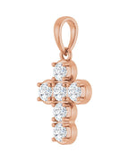 Pingente Cruz Estilo Bezel Cravejado em Ouro 14k com Diamantes de Laboratório